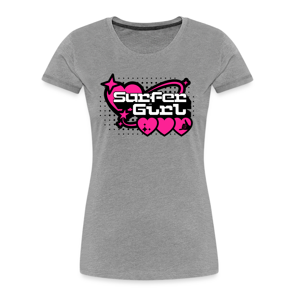 Frauen Premium Bio T-Shirt -surfer girl- - Grau meliert