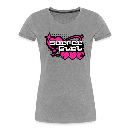 Frauen Premium Bio T-Shirt -surfer girl- - Grau meliert