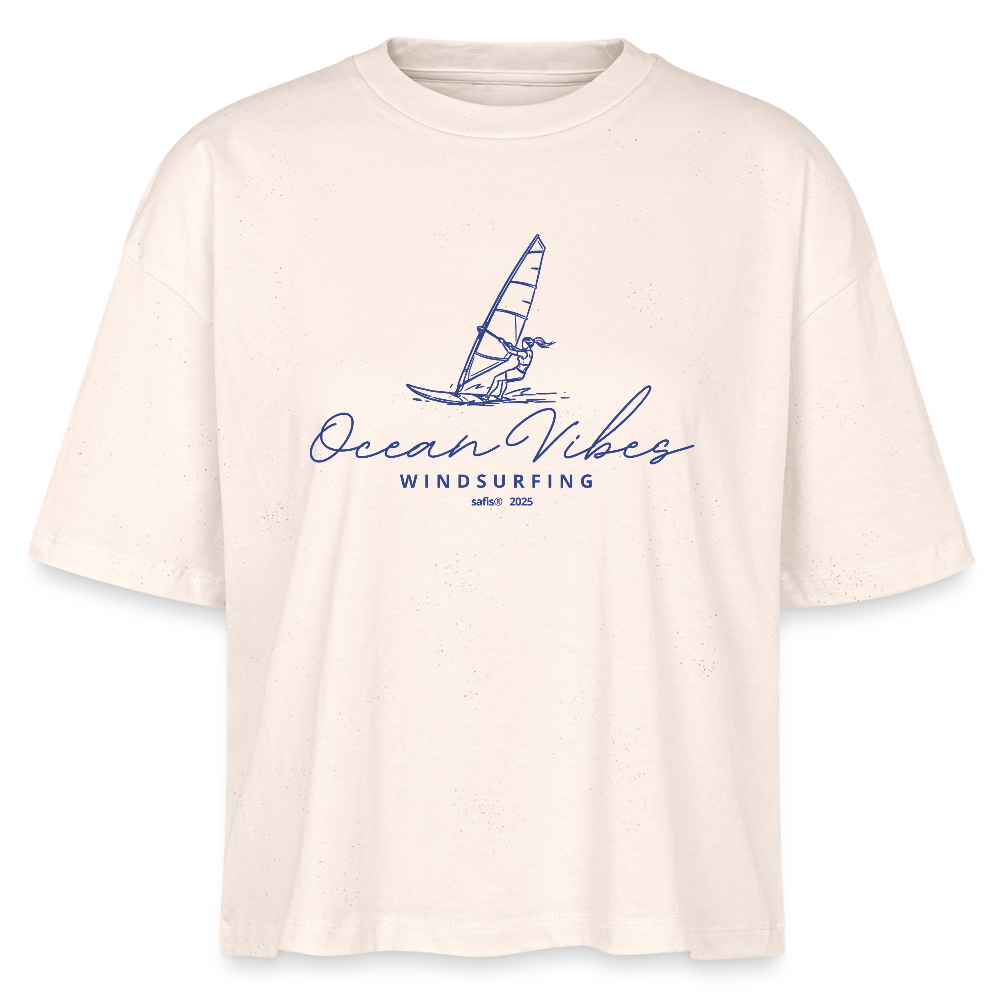 Frauen Boxy Bio-T-Shirt -ocean vibes windsurfing- - Weißgrau