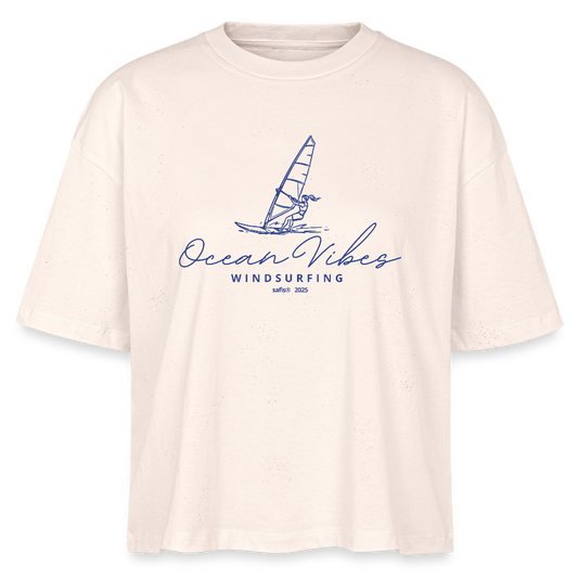Frauen Boxy Bio-T-Shirt -ocean vibes windsurfing- - Weißgrau
