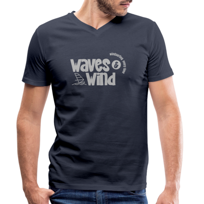 Männer Bio-T-Shirt mit V-Ausschnitt -waves & wind- - Navy