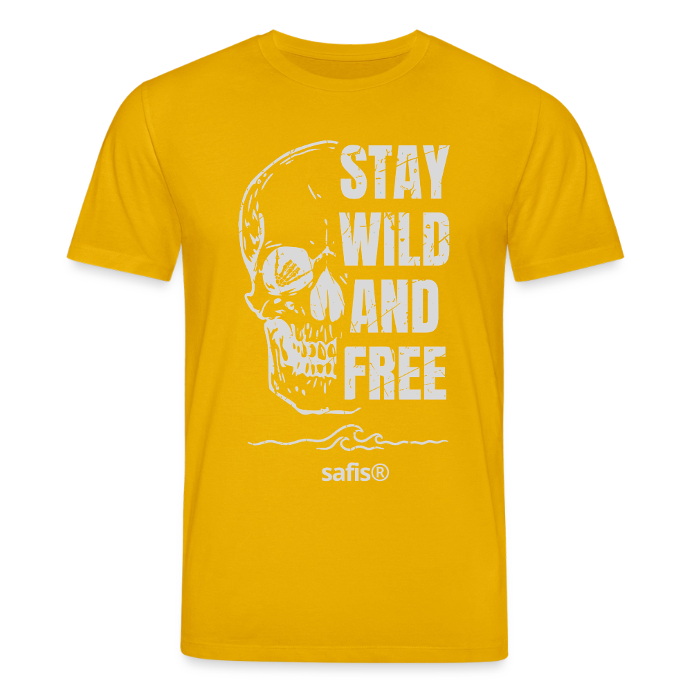 safis T-Shirt mit Totenschädel -wild and free- Unisex Bio-T-Shirt CREATOR - Spektralgelb