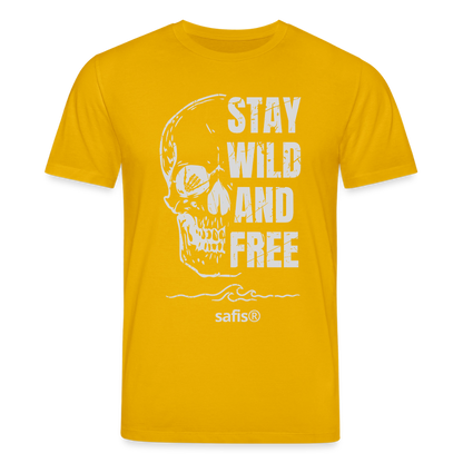 safis T-Shirt mit Totenschädel -wild and free- Unisex Bio-T-Shirt CREATOR - Spektralgelb