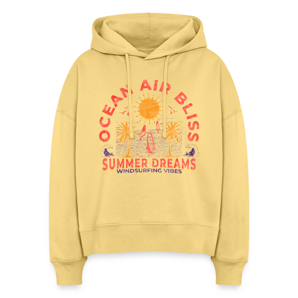 Boxy Frauen Bio Hoodie -ocean air bliss- - Hellgelb