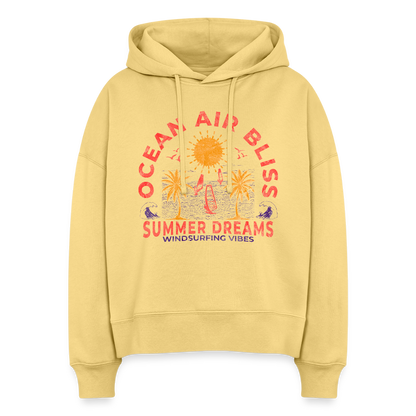 Boxy Frauen Bio Hoodie -ocean air bliss- - Hellgelb