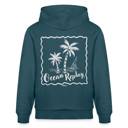 safis® Windsurfer Unisex Bio-Hoodie Cruiser -Ocean Replay- - Dunkles Petrol