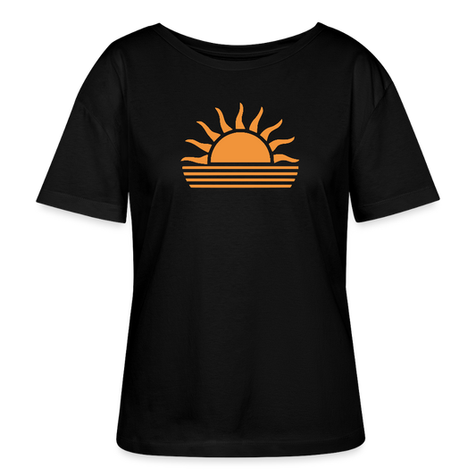 Relaxed Rundhals Frauen Bio-T-Shirt -sunset- - Schwarz