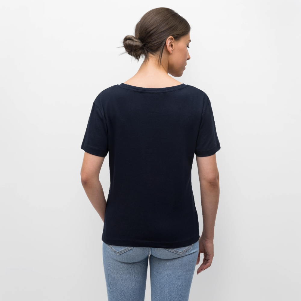 Relaxed Rundhals Frauen Bio-T-Shirt -ride the waves- - Navy