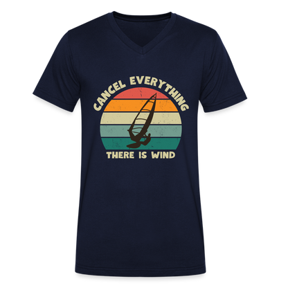 Männer Bio-T-Shirt mit V-Ausschnitt -cancel everything- - Navy