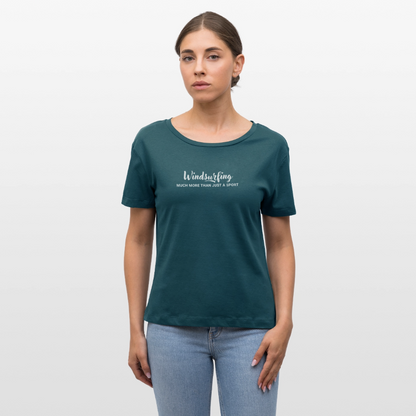Windsurf Frauen Bio-T-Shirt -much more- - Dunkles Petrol