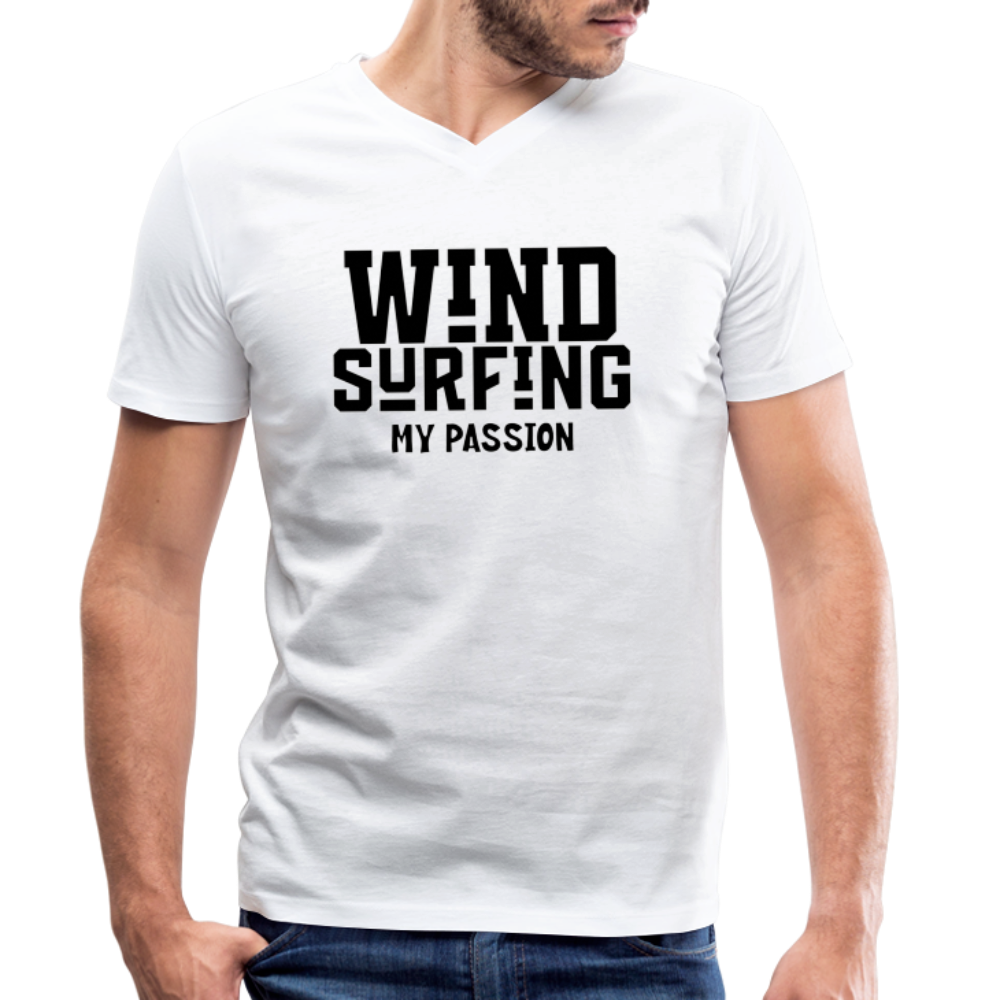 Männer Bio-T-Shirt mit V-Ausschnitt -my passion- - Weiß