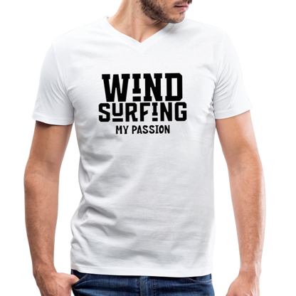 Männer Bio-T-Shirt mit V-Ausschnitt -my passion- - Weiß