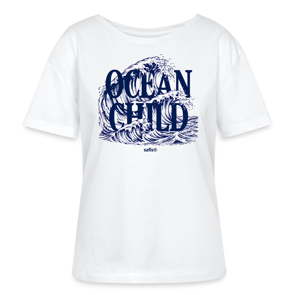 Relaxed Rundhals Frauen Bio-T-Shirt -ocean child- - Weiß