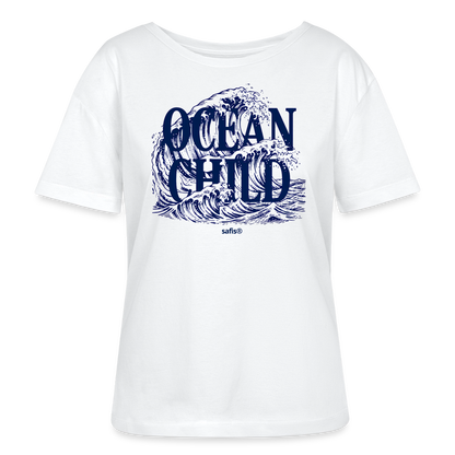 Relaxed Rundhals Frauen Bio-T-Shirt -ocean child- - Weiß
