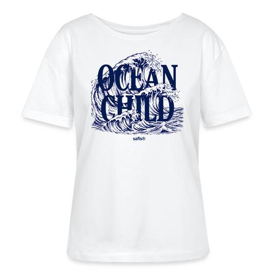 Relaxed Rundhals Frauen Bio-T-Shirt -ocean child- - Weiß