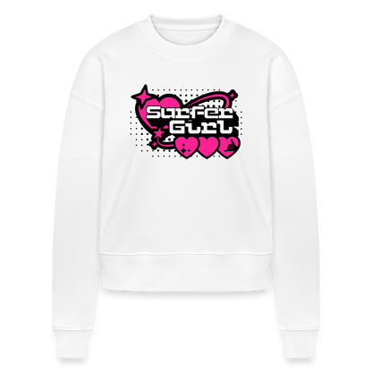 Cropped Frauen Bio-Sweatshirt -surfer girl- - Weiß