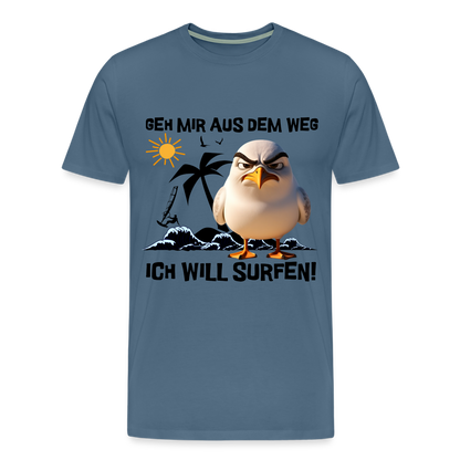 Männer Premium T-Shirt -ich will surfen- - Blaugrau