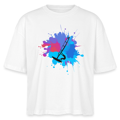 Frauen Boxy Bio-T-Shirt -Farbklecks- - Weiß