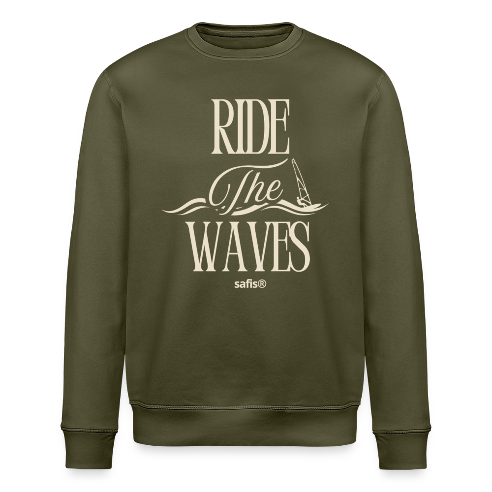 Unisex Bio-Sweatshirt ROLLER -ride the waves- - Khaki