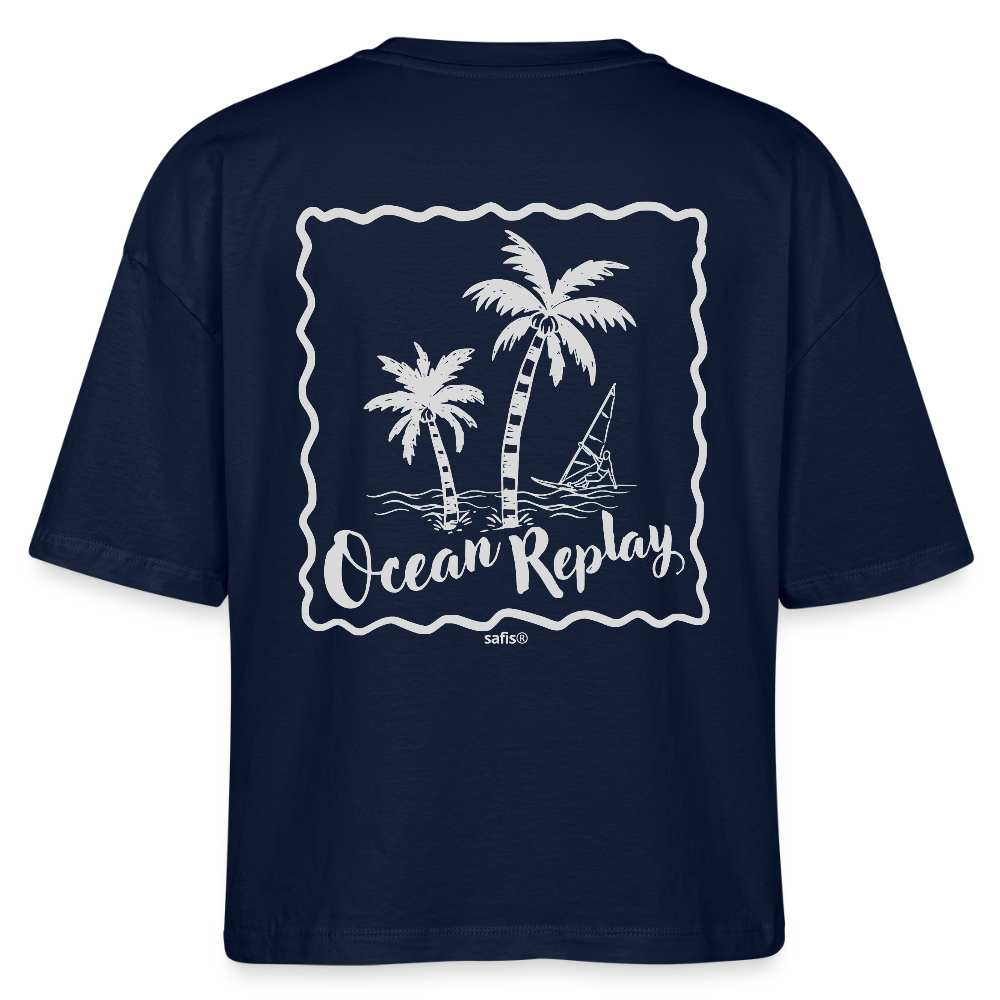 Frauen Boxy Bio-T-Shirt Nova -ocean replay- - Navy