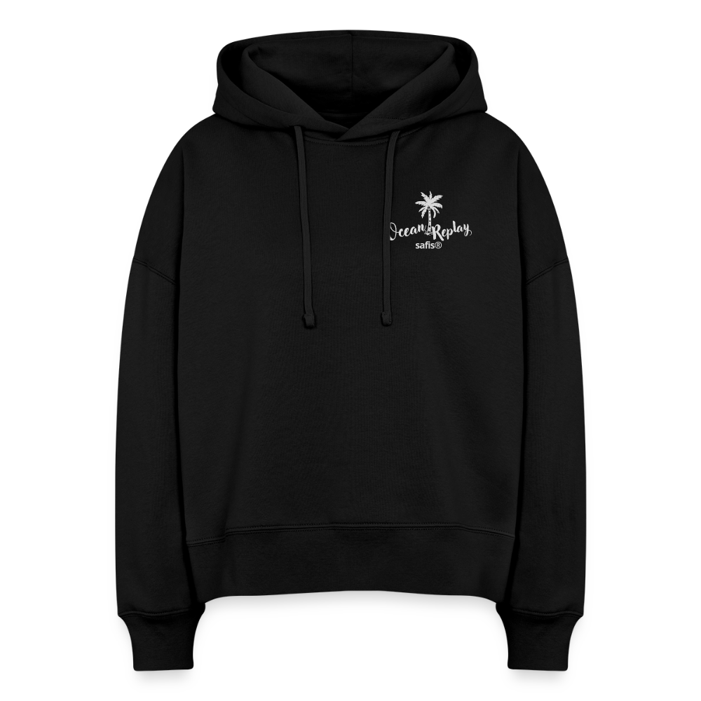 safis® Windsurfer Frauen Bio Hoodie Nora -ocean replay- - Schwarz