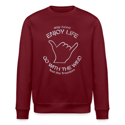 Unisex Bio-Sweatshirt ROLLER -enjoy life- - Burgunderrot