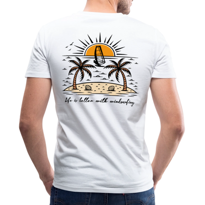 Männer Bio-T-Shirt mit V-Ausschnitt -better life- - Weiß