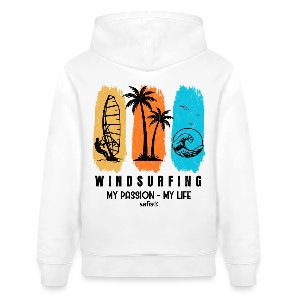 safis Windsurf Shirt Unisex Bio-Hoodie CRUISER -my passion my life- - Weiß