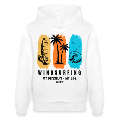 safis Windsurf Shirt Unisex Bio-Hoodie CRUISER -my passion my life- - Weiß