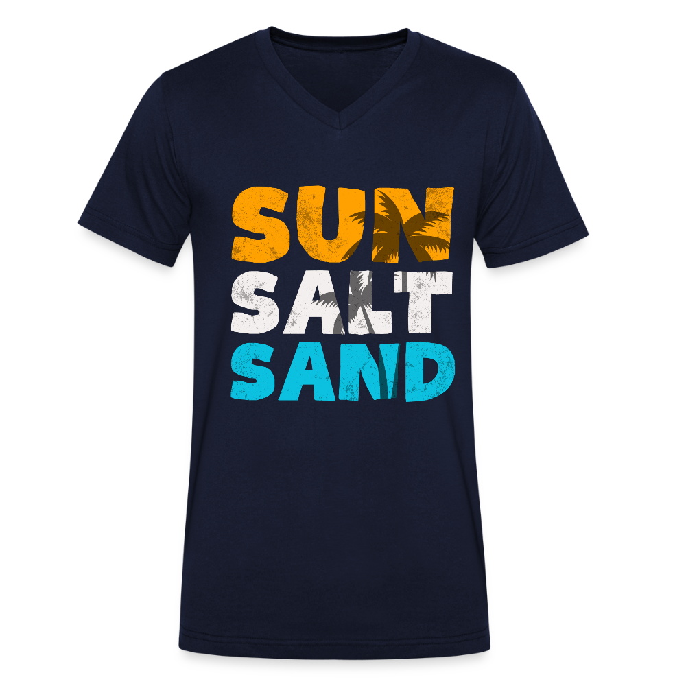Männer Bio-T-Shirt mit V-Ausschnitt -sun salt sand- - Navy