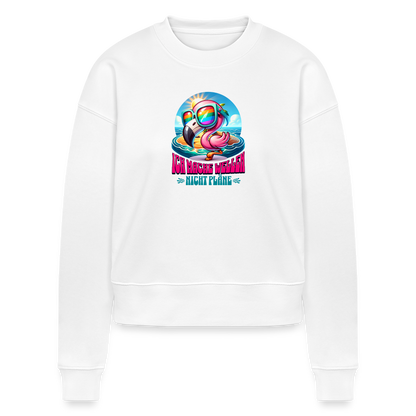 Cropped Frauen Bio-Sweatshirt -flamingo- - Weiß