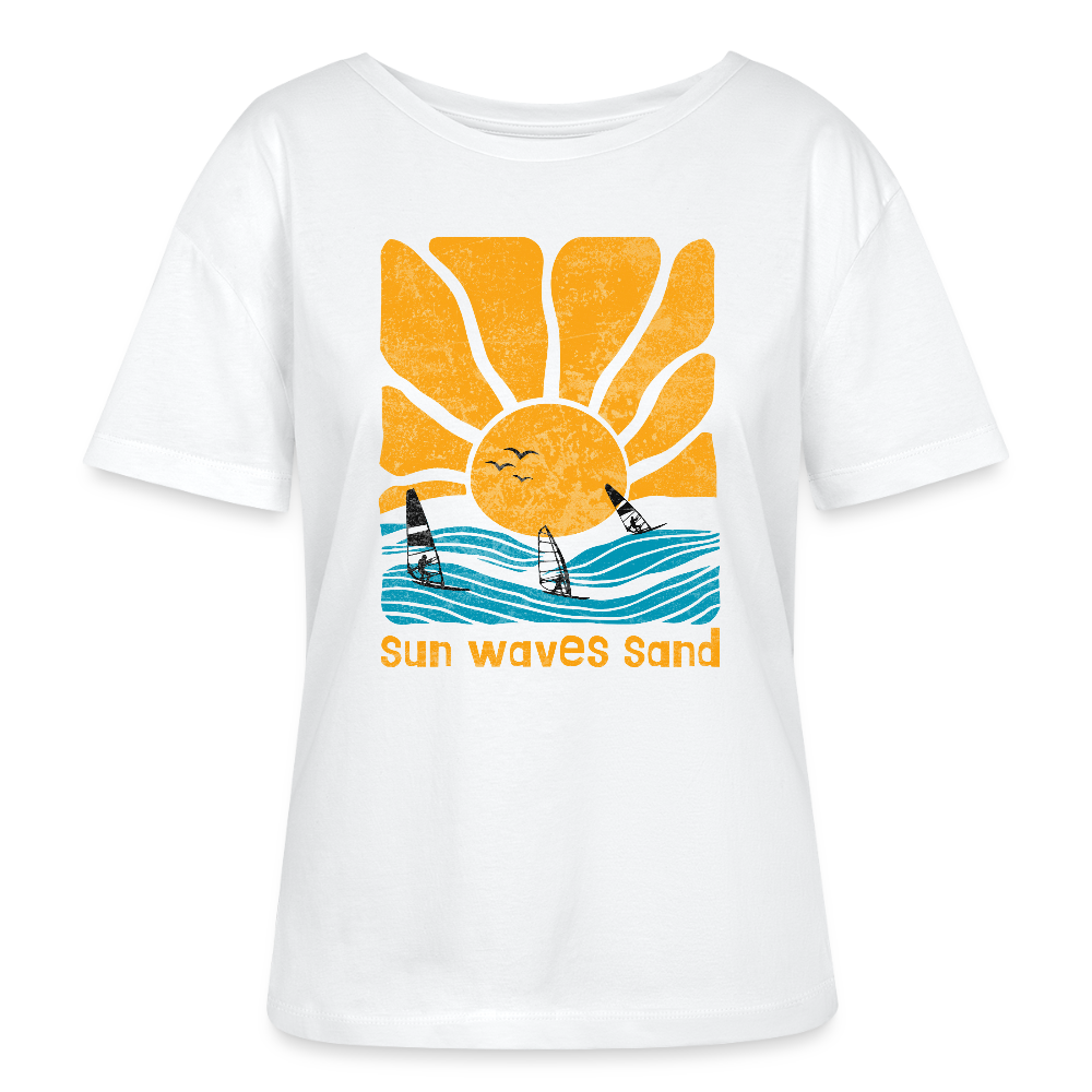 Relaxed Rundhals Frauen Bio-T-Shirt -sunny waves- - Weiß