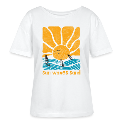 Relaxed Rundhals Frauen Bio-T-Shirt -sunny waves- - Weiß
