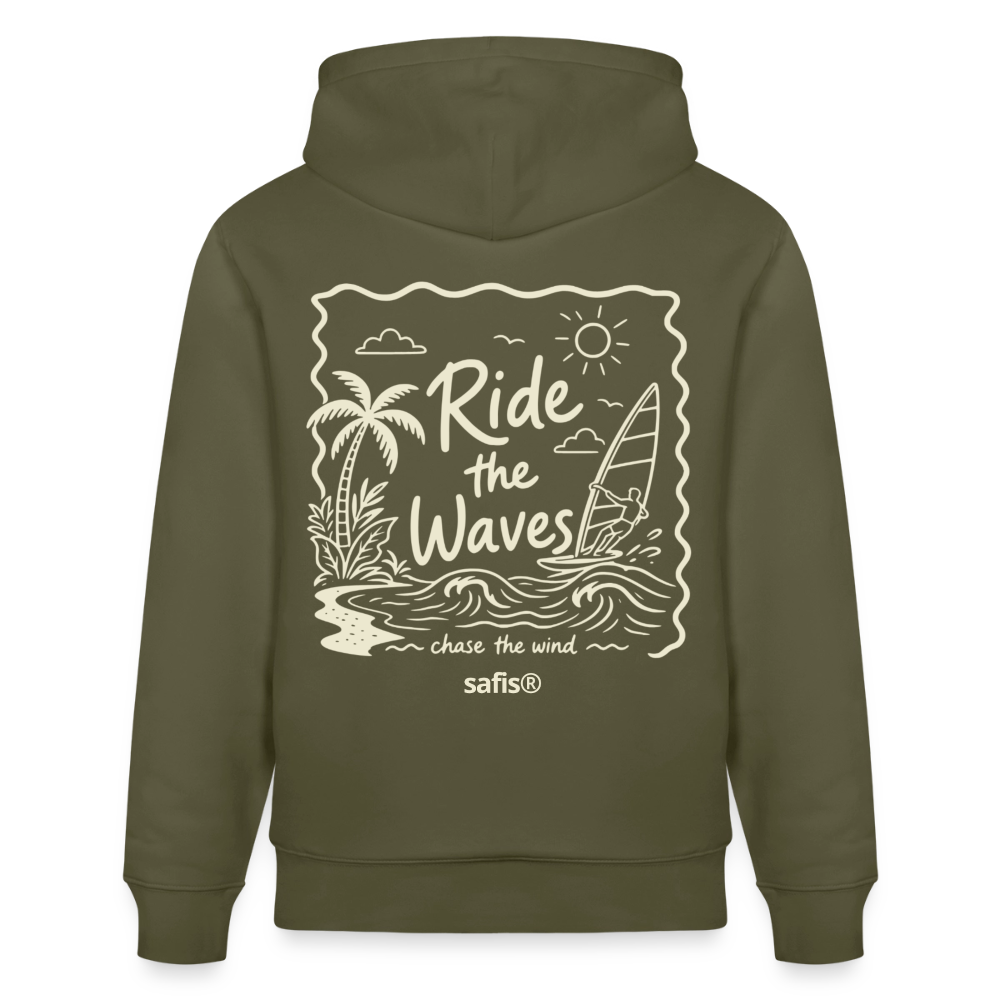 safis Windsurfer Hoodie Männer  -ride the waves- - Khaki Grün