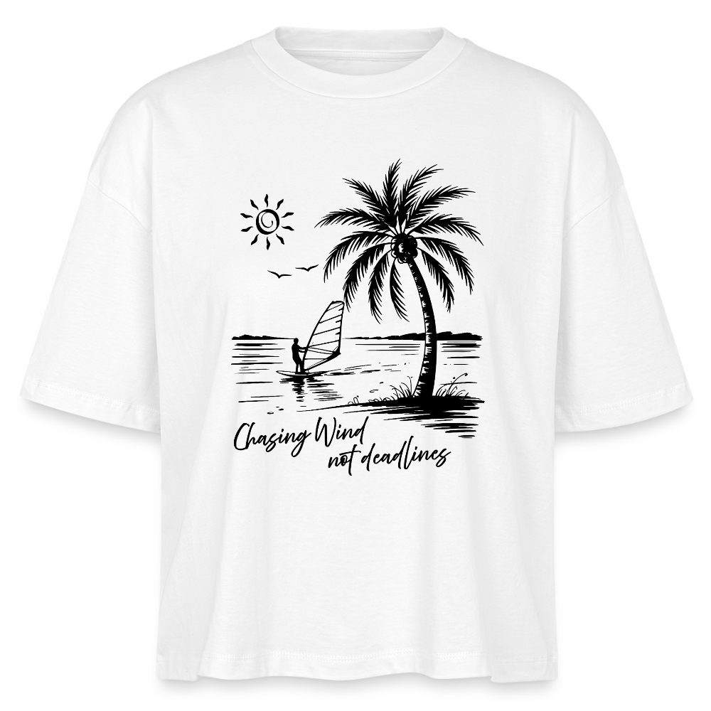 Frauen Boxy Bio-T-Shirt -chasing wind- - Weiß