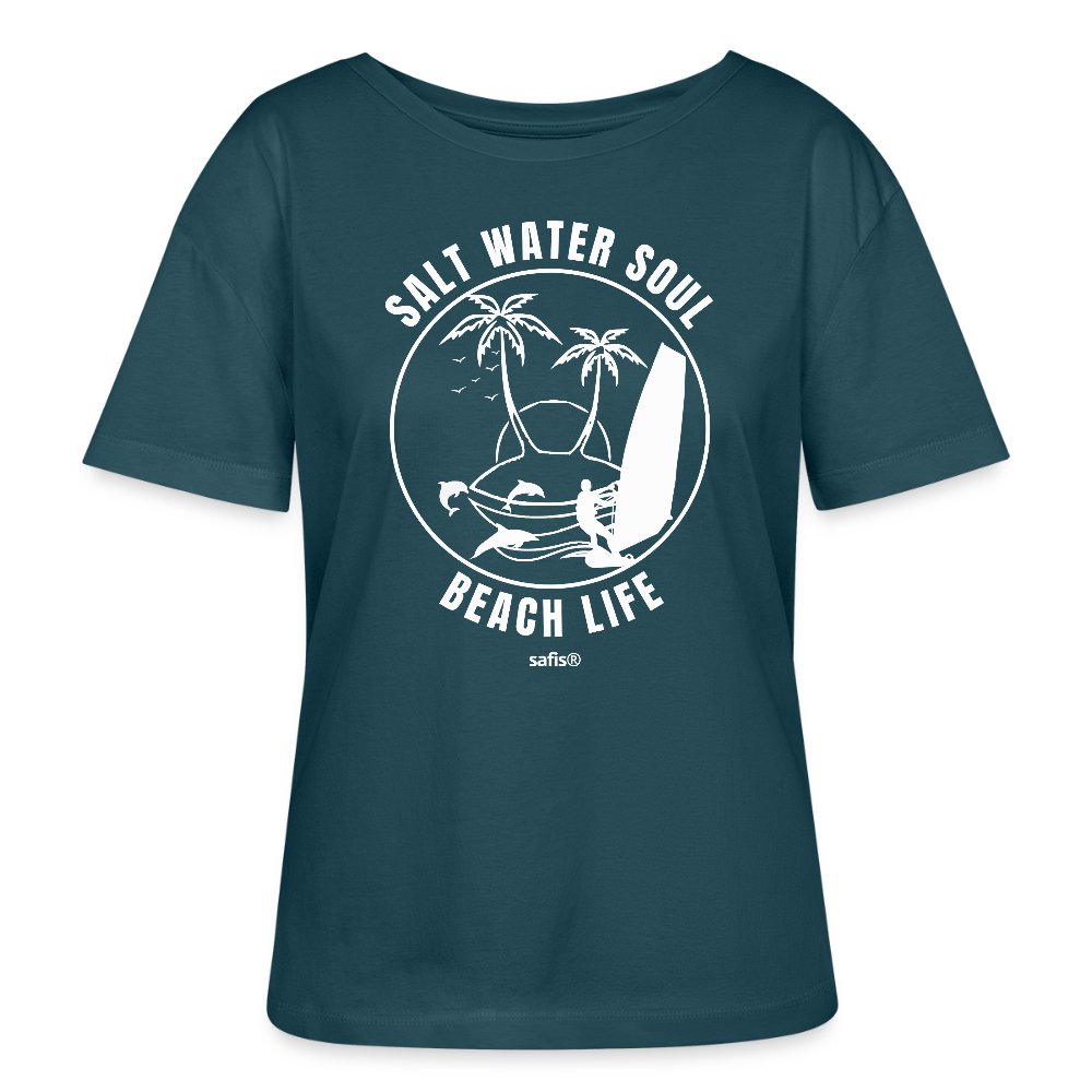 safis® Windsurfing Frauen Bio-T-Shirt --salt water soul- - Dunkles Petrol