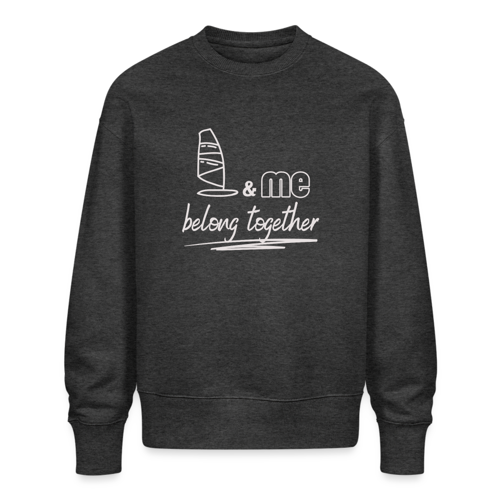 Unisex Oversize Bio Pullover -belong together- - Dunkelgrau meliert