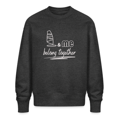 Unisex Oversize Bio Pullover -belong together- - Dunkelgrau meliert