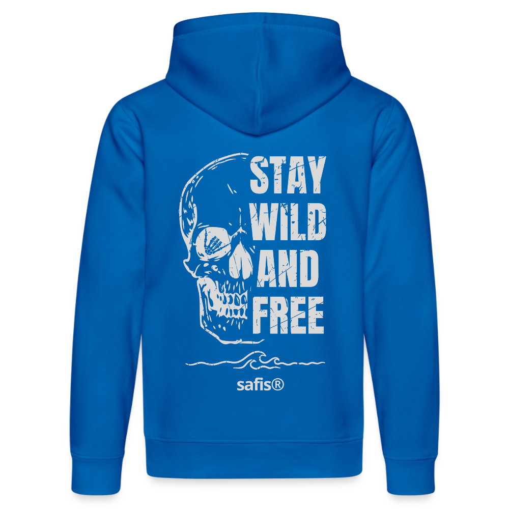 safis® Windsurf Shirt -wild and free- Unisex Bio-Hoodie DRUMMER - Königsblau