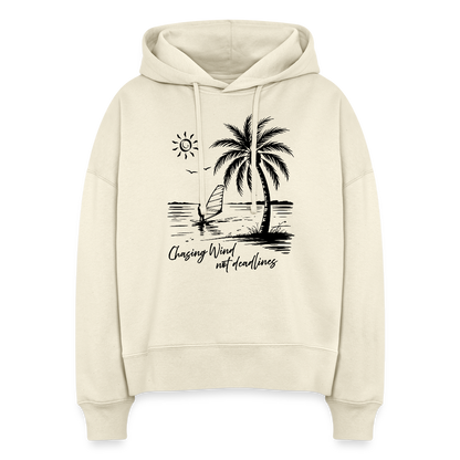 Boxy Frauen Bio Hoodie -stay salty- - Weißgrau
