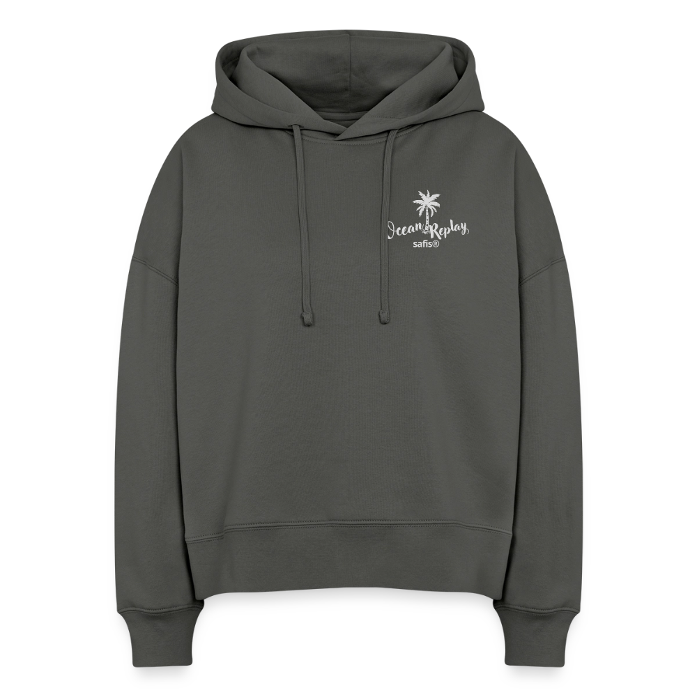 safis® Windsurfer  Frauen Bio Hoodie Nora -ocean replay- - Anthrazit