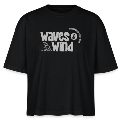 Frauen Boxy Bio-T-Shirt -waves & wind- - Schwarz