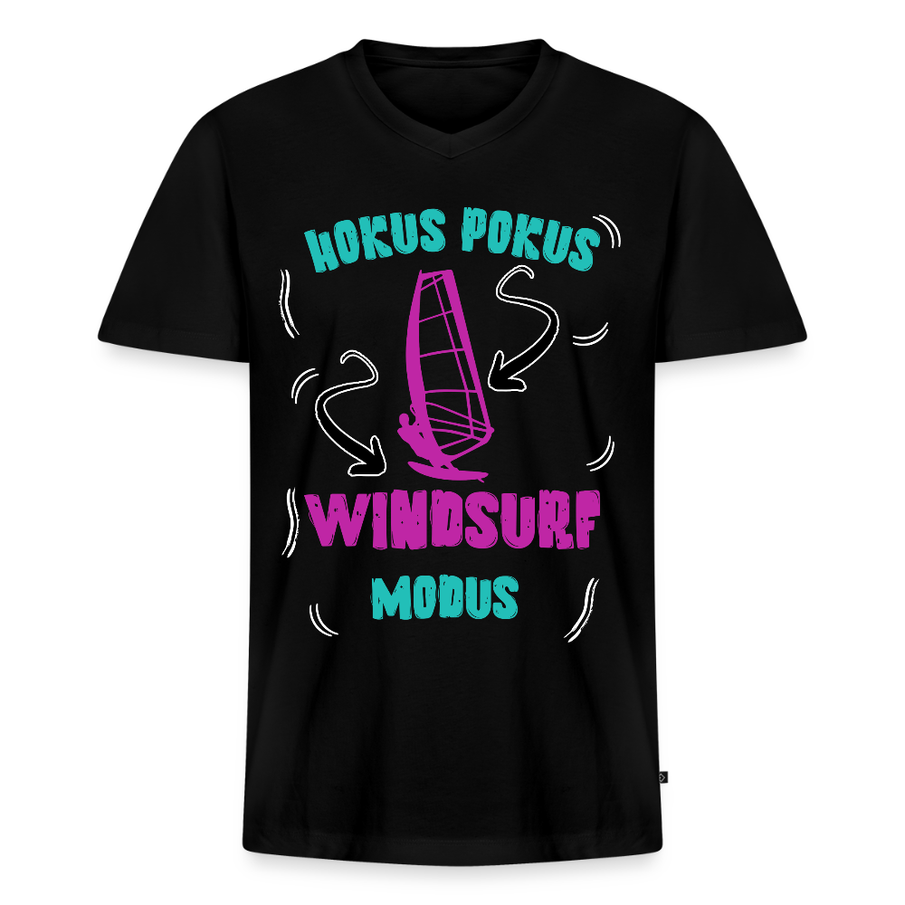 Männer Bio-T-Shirt mit V-Ausschnitt -HOKUS POKUS- - Schwarz
