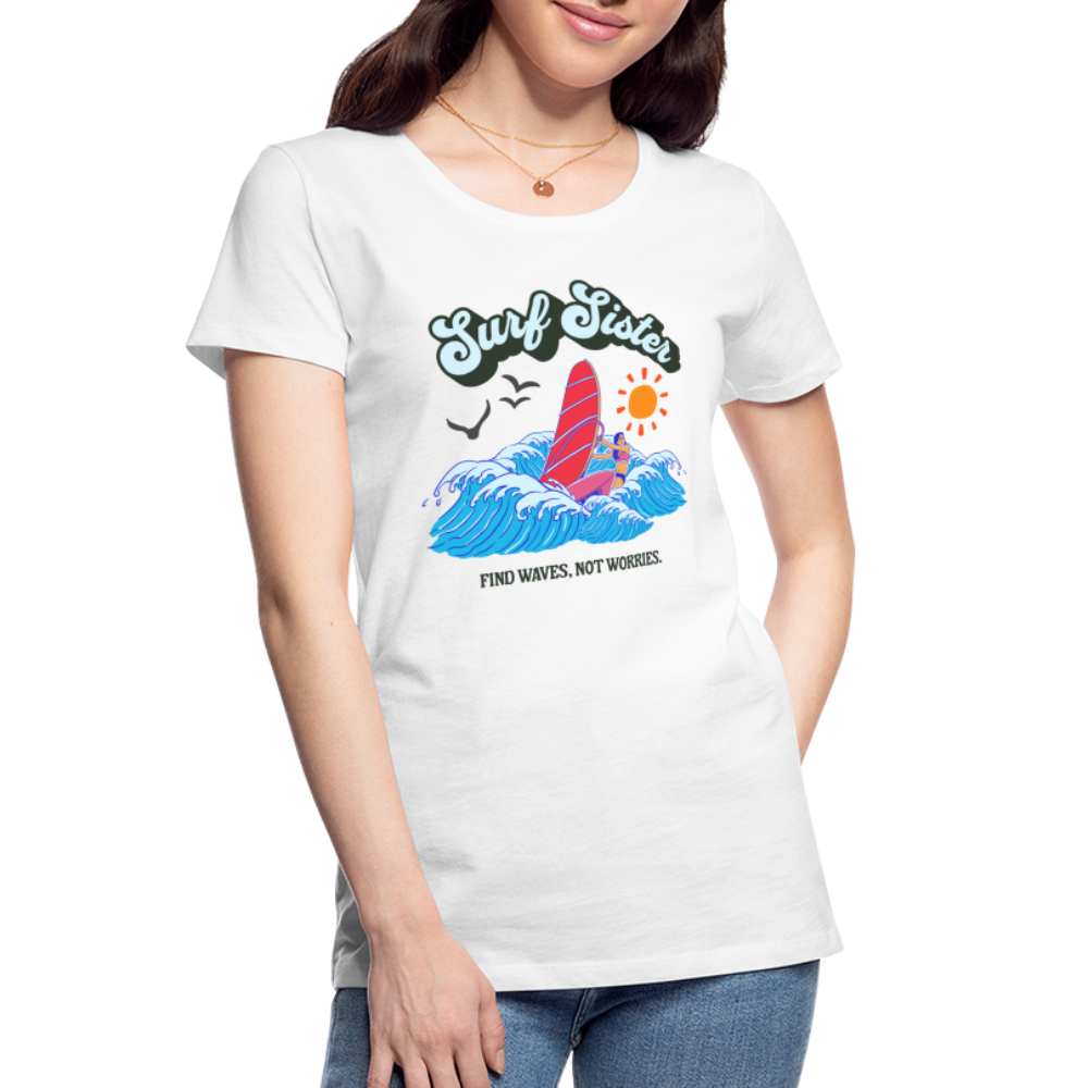 Frauen Premium Bio T-Shirt -surf sister- - Weiß