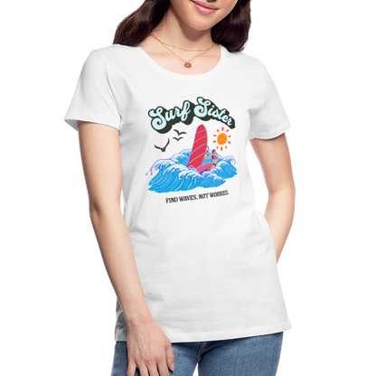 Frauen Premium Bio T-Shirt -surf sister- - Weiß