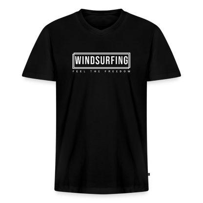 Männer Bio-T-Shirt mit V-Ausschnitt -feel the freedom I- - Schwarz