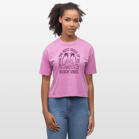 Frauen Boxy Bio-T-Shirt -beach vibes- - Pink