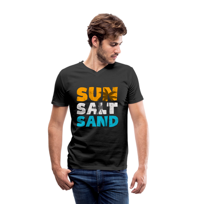 Männer Bio-T-Shirt mit V-Ausschnitt -sun salt sand- - Schwarz