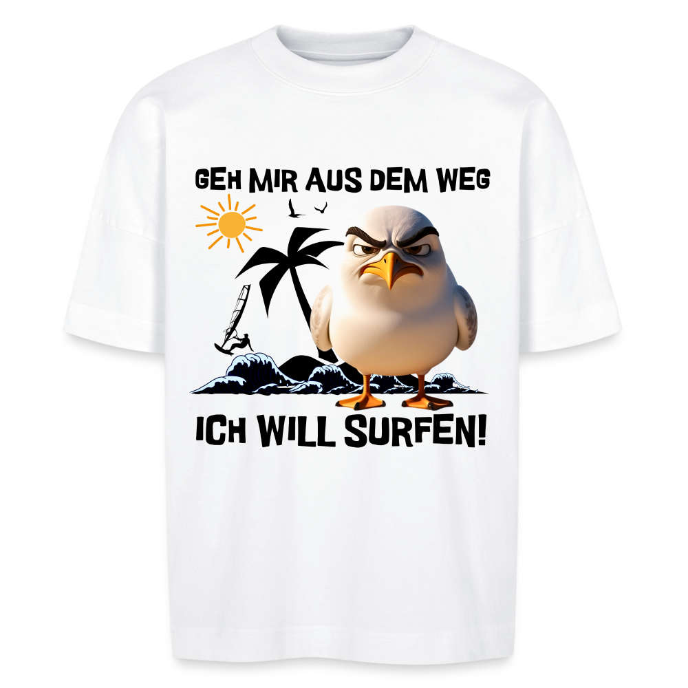 Unisex Oversize Bio-T-Shirt -ich will surfen- - Weiß