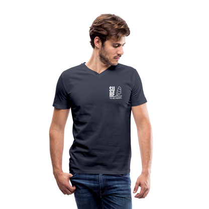 Männer Bio-T-Shirt mit V-Ausschnitt -surf to be happy- - Navy